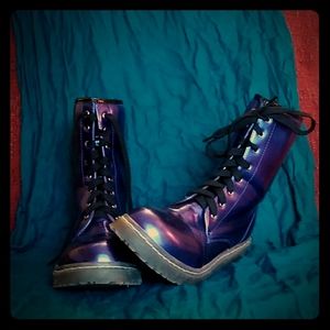 Blue metallic boots